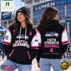 Seattle Seahawks NFL Breast Cancer Awareness Hoodie, Faith Strength Football 3D Shirt, NFL Sporty Shirt Seattle Seahawks Nfl Breast Cancer Awareness Hoodie Faith Strength Football 3D Shirt