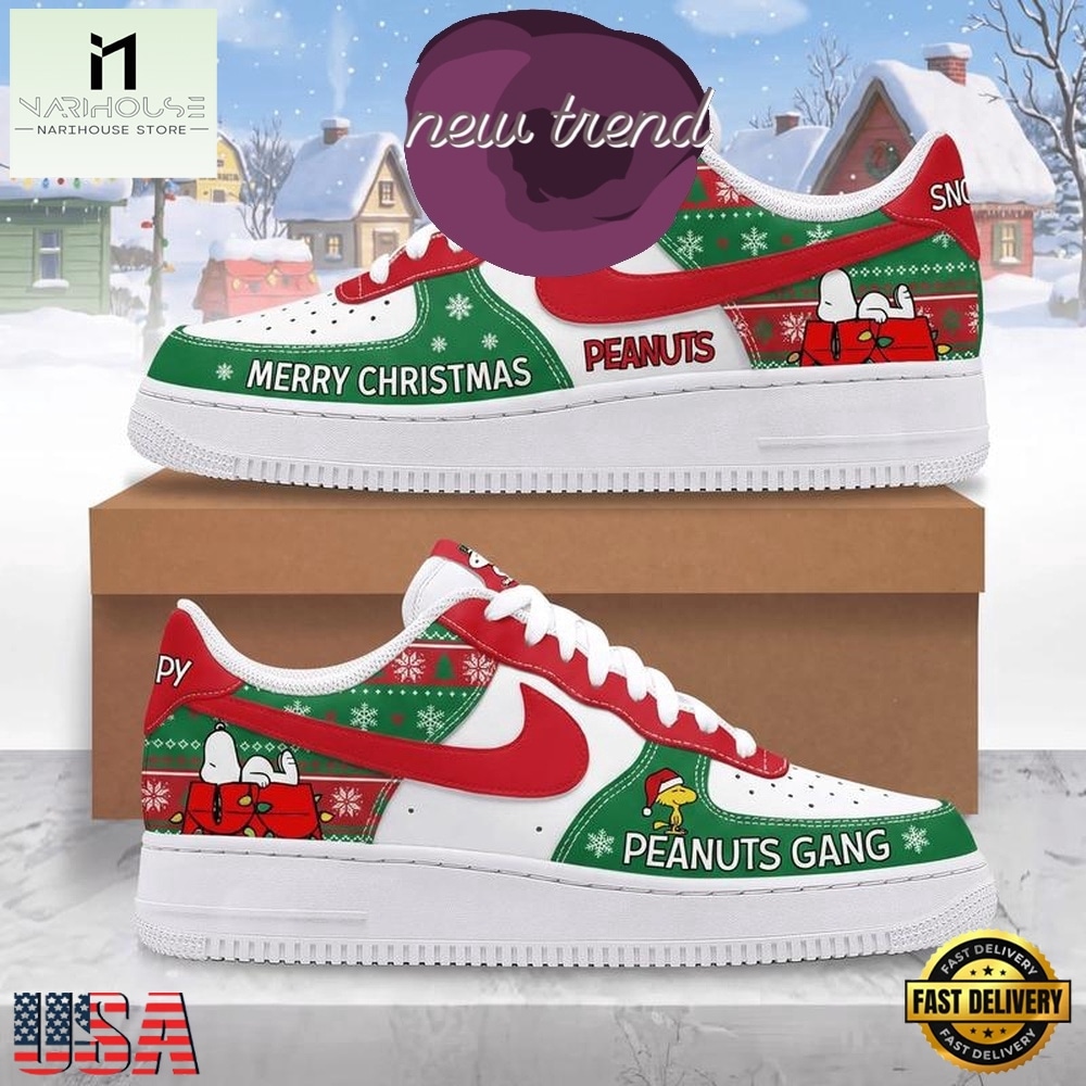Snoopy Christmas Peanuts Gang Air Force 1 Shoes Sneakers, Music Artist AF1 Shoes Snoopy Christmas Peanuts Gang Air Force 1 Shoes Sneakers, Music Artist AF1 Shoes