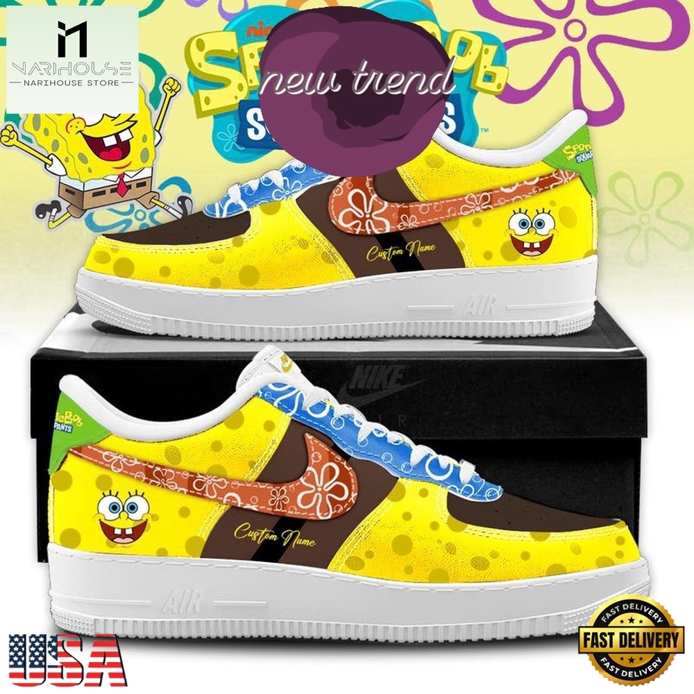SpongeBob SquarePants 2026 Yellow Air Force 1 Shoes Sneaker, Music Artist AF1 Shoes SpongeBob SquarePants 2026 Yellow Air Force 1 Shoes Sneaker, Music Artist AF1 Shoes