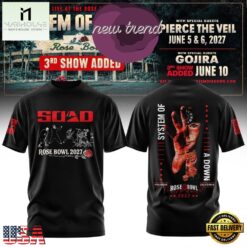 System Of A Down Live at the Rose Bowl 2027 Special New T Shirt, Popular 3D Music Tee System OF A Down Live AT The Rose Bowl 2027 Special New T Shirt