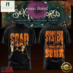 System Of A Down Sick New World Texas 2026 Graphic Design 3D Shirt, Popular 3D Music Tee System OF A Down Sick New World Texas 2026 Graphic Design 3D Shirt