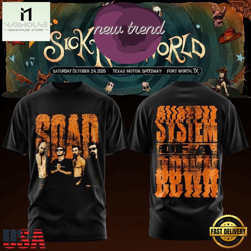 System Of A Down Sick New World Texas 2026 Graphic Design 3D Shirt, Popular 3D Music Tee System Of A Down Sick New World Texas 2026 Graphic Design 3D Shirt, Popular 3D Music Tee