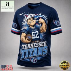Tennessee Titans NFL Popeye Bold Cartoon Athletes 3D T Shirt, NFL Sporty Shirt Tennessee Titans Nfl Popeye Bold Cartoon Athletes 3D T Shirt