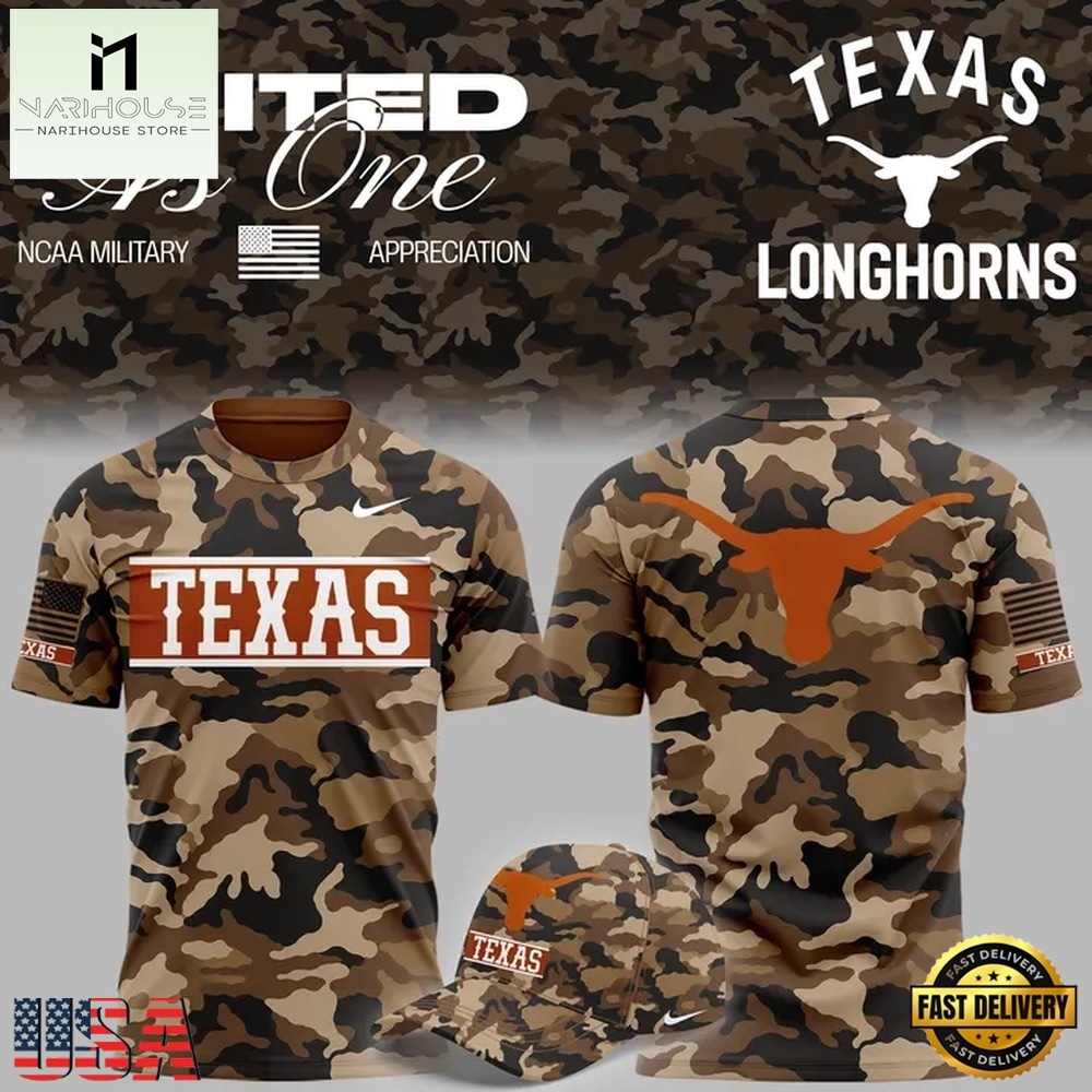 Texas Longhorns 2026 Military Appreciation Sideline Dri FIT Camo T Shirt, Hot 3D Shirt Trend Texas Longhorns 2026 Military Appreciation Sideline Dri FIT Camo T Shirt, Hot 3D Shirt Trend