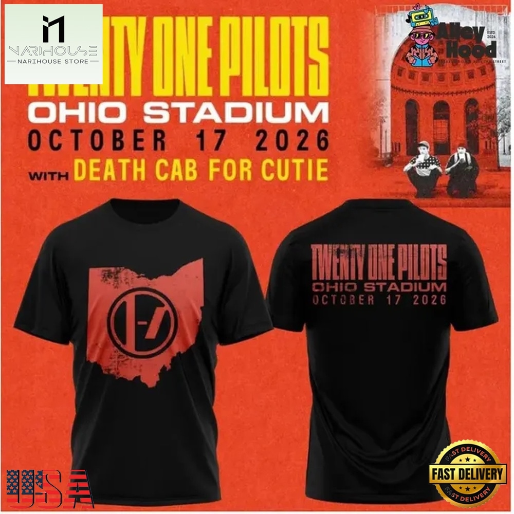 Twenty One Pilots Ohio Stadium October 17 2026 Black T Shirt, Popular 3D Music Tee Twenty One Pilots Ohio Stadium October 17 2026 Black T Shirt, Popular 3D Music Tee