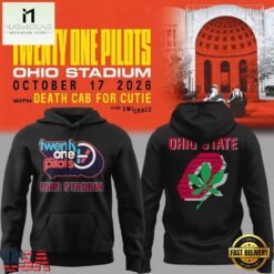 Twenty One Pilots x Ohio State Buckeyes Football 2026 Black Hoodie, Popular 3D Music Tee Twenty One Pilots X Ohio State Buckeyes Football 2026 Black Hoodie