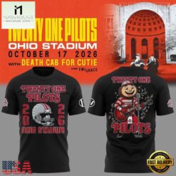 Twenty One Pilots x Ohio State Buckeyes Football 2026 Black T Shirt, Popular 3D Music Tee Twenty One Pilots X Ohio State Buckeyes Football 2026 Black T Shirt