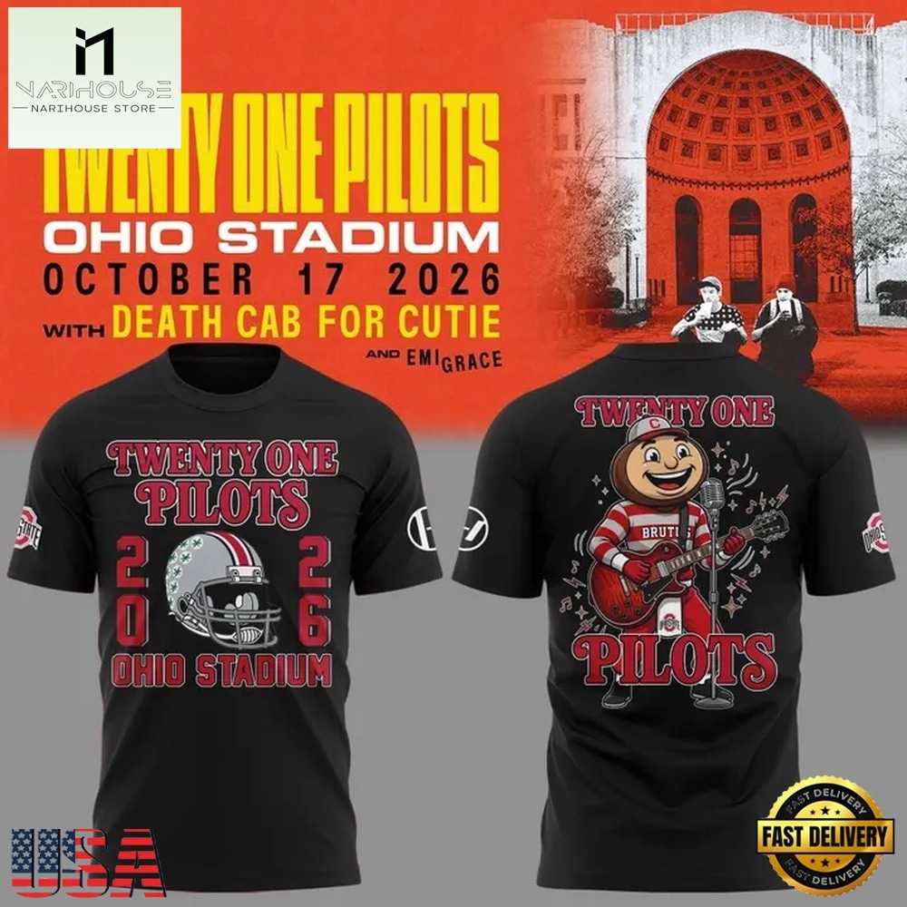 Twenty One Pilots x Ohio State Buckeyes Football 2026 Black T Shirt, Popular 3D Music Tee Twenty One Pilots x Ohio State Buckeyes Football 2026 Black T Shirt, Popular 3D Music Tee