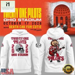 Twenty One Pilots x Ohio State Buckeyes Football 2026 White Hoodie, Popular 3D Music Tee Twenty One Pilots X Ohio State Buckeyes Football 2026 White Hoodie