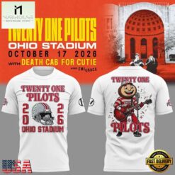 Twenty One Pilots x Ohio State Buckeyes Football 2026 White T Shirt, Popular 3D Music Tee Twenty One Pilots X Ohio State Buckeyes Football 2026 White T Shirt