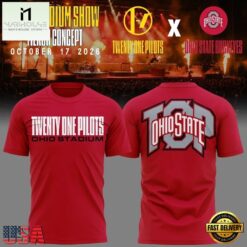 Twenty One Pilots x Ohio State Buckeyes Ohio Stadium 2026 Red T Shirt, Popular 3D Music Tee Twenty One Pilots X Ohio State Buckeyes Ohio Stadium 2026 Red T Shirt