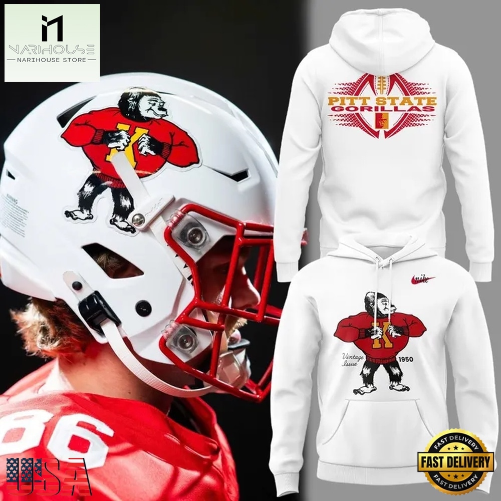 Vintage Issue 1950 Pittsburg State Gorillas Football Hoodie, Hot 3D Shirt Trend Vintage Issue 1950 Pittsburg State Gorillas Football Hoodie