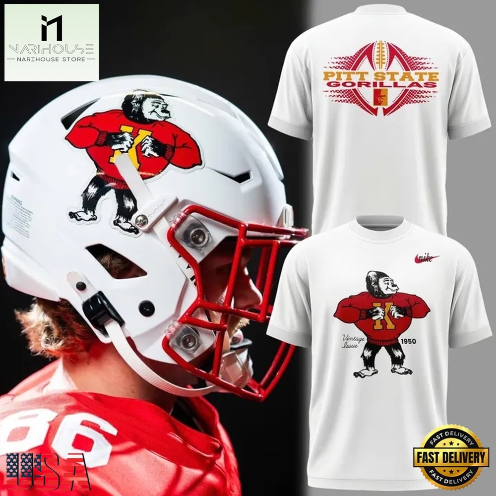 Vintage Issue 1950 Pittsburg State Gorillas Football T Shirt, Hot 3D Shirt Trend Vintage Issue 1950 Pittsburg State Gorillas Football T Shirt, Hot 3D Shirt Trend