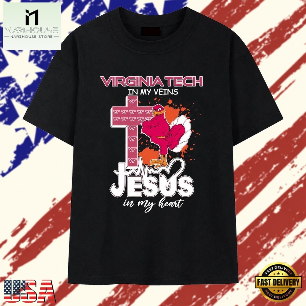 Virginia Tech in My Veins and Jesus in My Heart Virginia Tech Hokies T Shirt, Stylish 2D Graphic Shirt Virginia Tech in My Veins and Jesus in My Heart Virginia Tech Hokies T Shirt, Stylish 2D Graphic Shirt