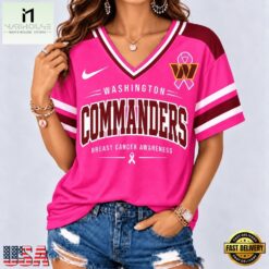 Washington Commanders 2026 NFL Pink Breast Cancer Awareness V neck T Shirt, Trendy NFL V Neck Tee Washington Commanders 2026 Nfl Pink Breast Cancer Awareness V Neck T Shirt