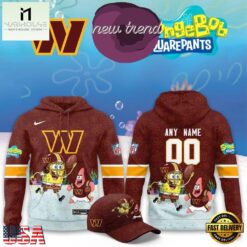 Washington Commanders x SpongeBob Limited Edition Personalized Hoodie, Hot 3D Shirt Trend Washington Commanders X Spongebob Limited Edition Personalized Hoodie
