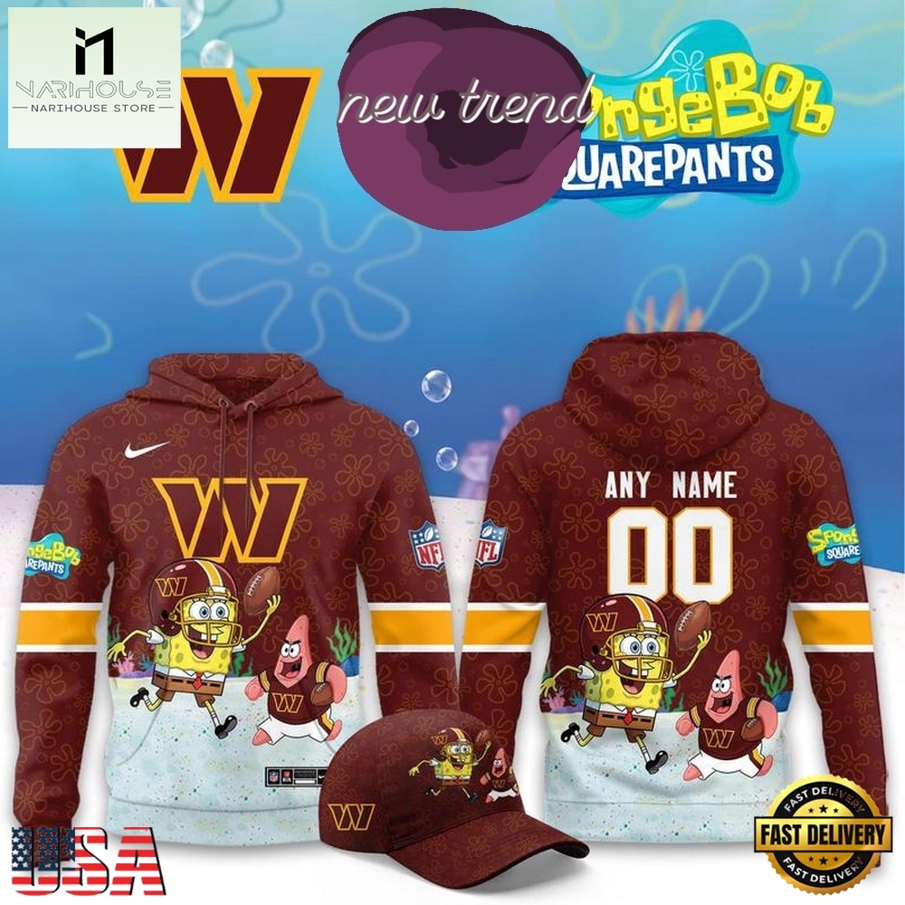 Washington Commanders x SpongeBob Limited Edition Personalized Hoodie, Hot 3D Shirt Trend Washington Commanders x SpongeBob Limited Edition Personalized Hoodie, Hot 3D Shirt Trend
