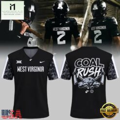 West Virginia Mountaineers Football Coal Rush Uniform Exclusive Jersey Shirt, Hot 3D Shirt Trend West Virginia Mountaineers Football Coal Rush Uniform Exclusive Jersey Shirt