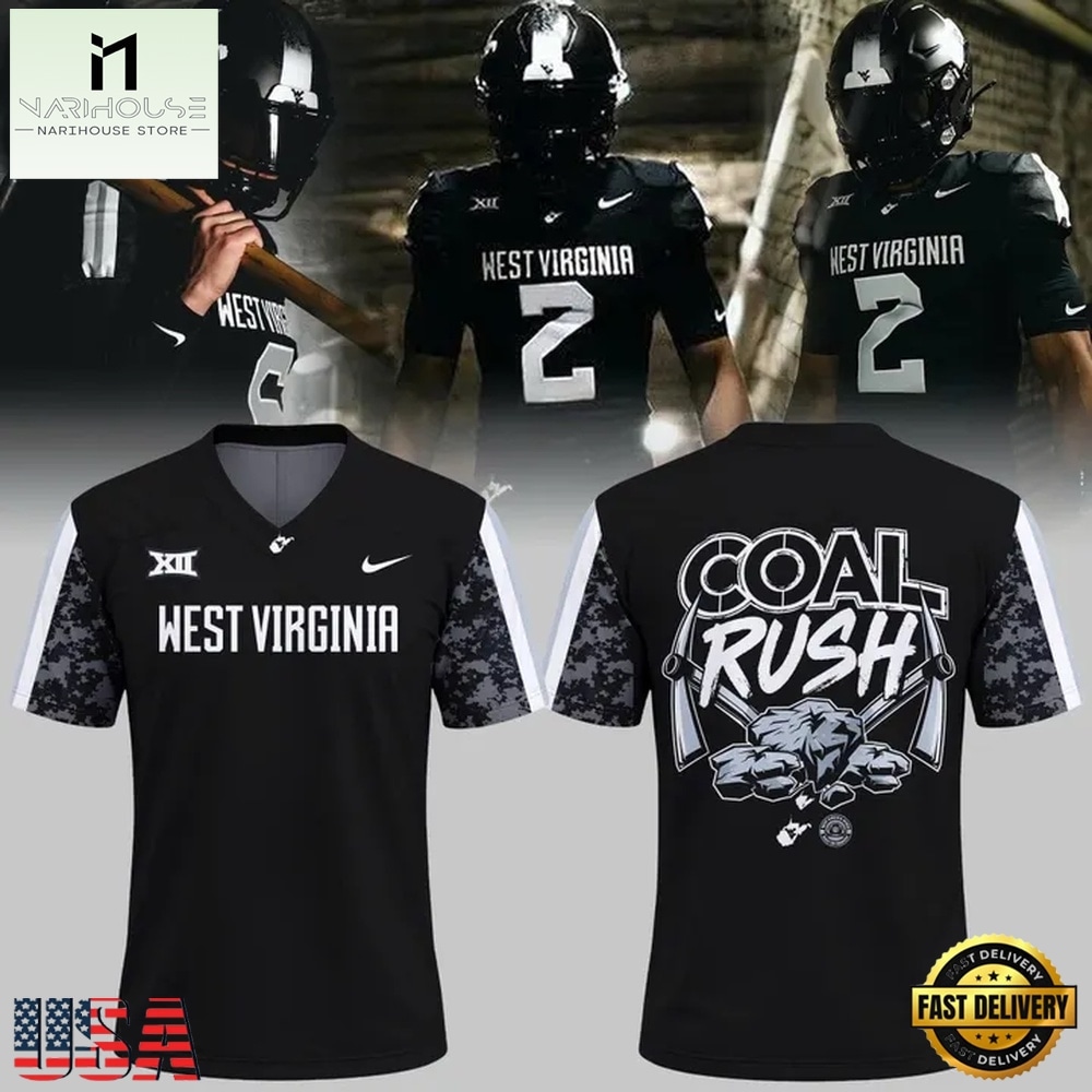 West Virginia Mountaineers Football Coal Rush Uniform Exclusive Jersey Shirt, Hot 3D Shirt Trend West Virginia Mountaineers Football Coal Rush Uniform Exclusive Jersey Shirt, Hot 3D Shirt Trend