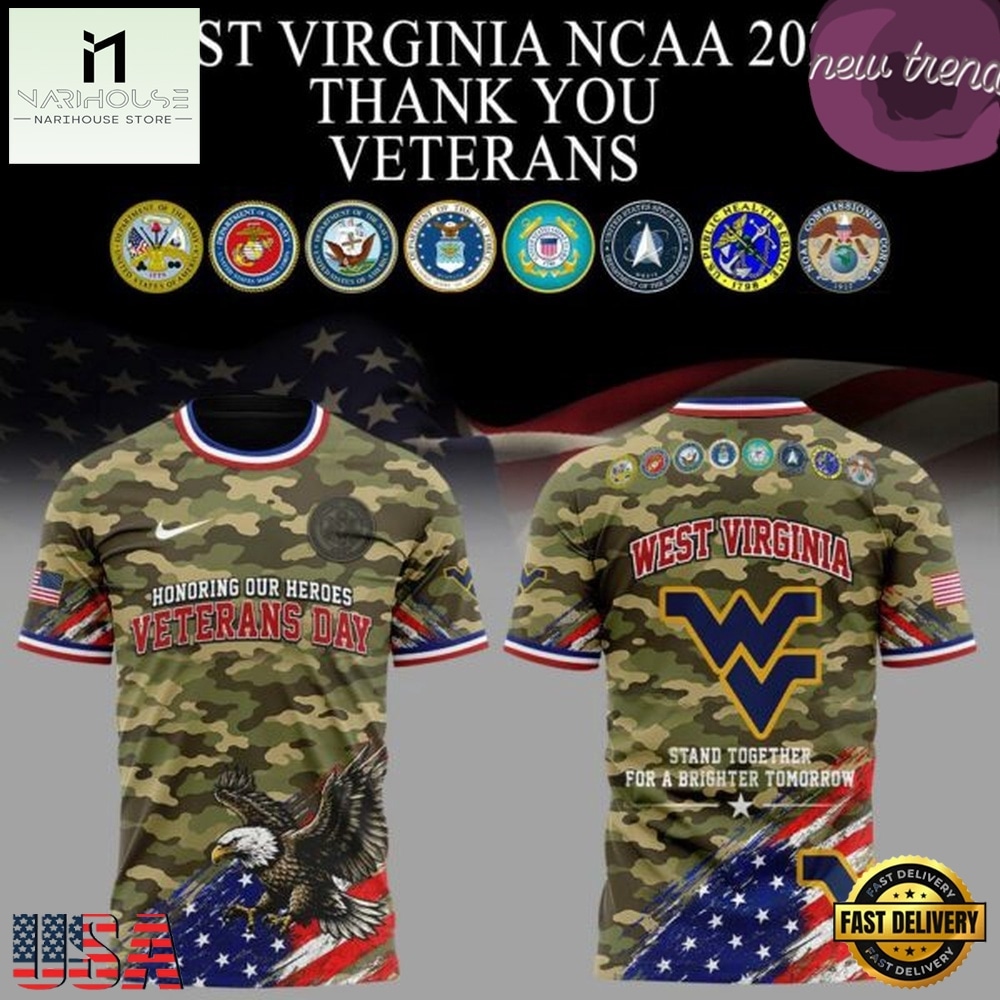 West Virginia Mountaineers Veterans Day 2026 T Shirt, Hot 3D Shirt Trend West Virginia Mountaineers Veterans Day 2026 T Shirt, Hot 3D Shirt Trend