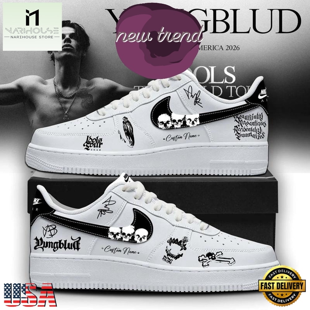YUNGBLUD Idols World Tour 2026 Custom Name White Air Force 1 Shoes Sneakers, Music Artist AF1 Shoes YUNGBLUD Idols World Tour 2026 Custom Name White Air Force 1 Shoes Sneakers, Music Artist AF1 Shoes