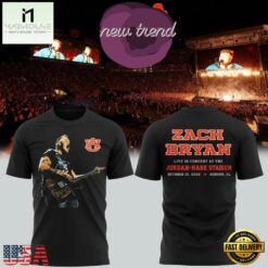 Zach Bryan x Auburn Tigers With Heaven On Tour 2026 Black T Shirt, Popular 3D Music Tee Zach Bryan X Auburn Tigers With Heaven ON Tour 2026 Black T Shirt