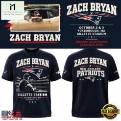 Zach Bryan x New England Patriots Concert T Shirt, Popular 3D Music Tee Zach Bryan X New England Patriots Concert T Shirt
