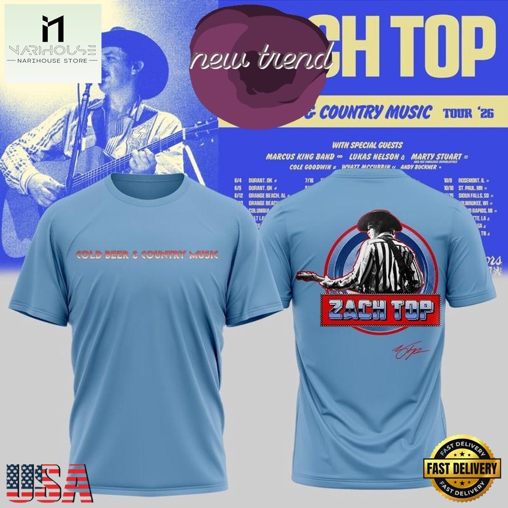 Zach Top Cold Beer Country Music Tour 2026 Limited Edition T Shirt, Popular 3D Music Tee Zach Top Cold Beer Country Music Tour 2026 Limited Edition T Shirt, Popular 3D Music Tee
