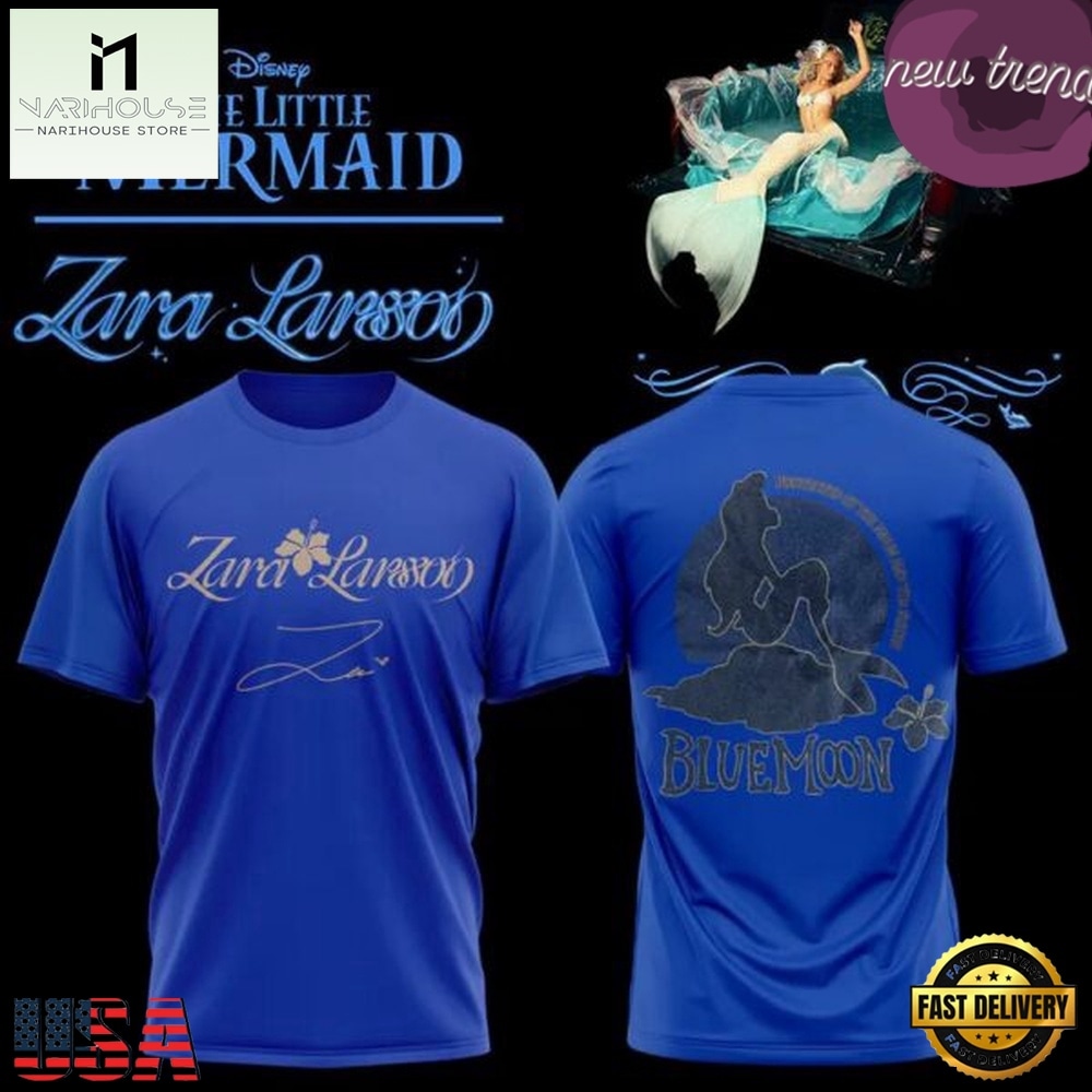 Zara Larsson x The Little Mermaid 2026 Graphic Blue T Shirt, Popular 3D Music Tee Zara Larsson x The Little Mermaid 2026 Graphic Blue T Shirt, Popular 3D Music Tee
